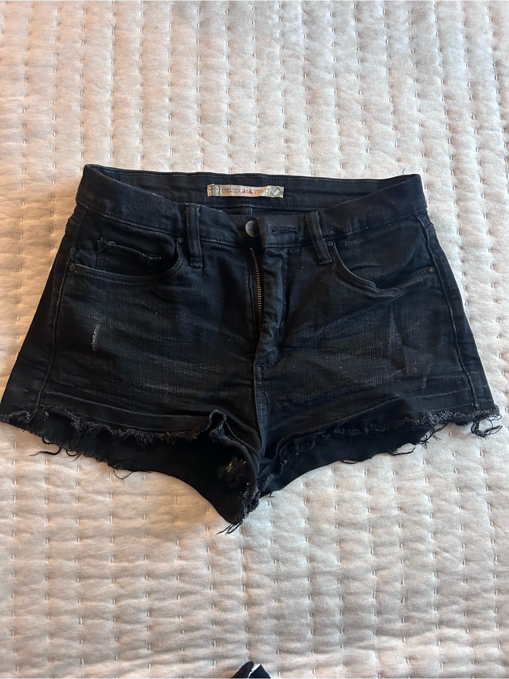 Chelsea & Violet Black Distressed Denim Cutoff Shorts